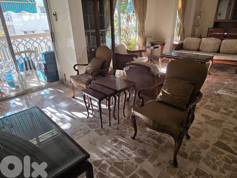 Complete Living Room Set (Sofa + Armchairs + Tables + Showcase) – Excl 11