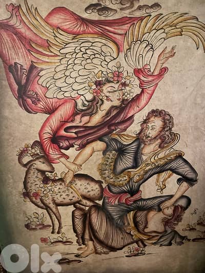 لوحة فنية إسلامية قديمة مرسومة على جلد – منمنمة فارسية