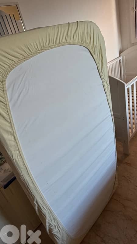white wood bed with mattress 2