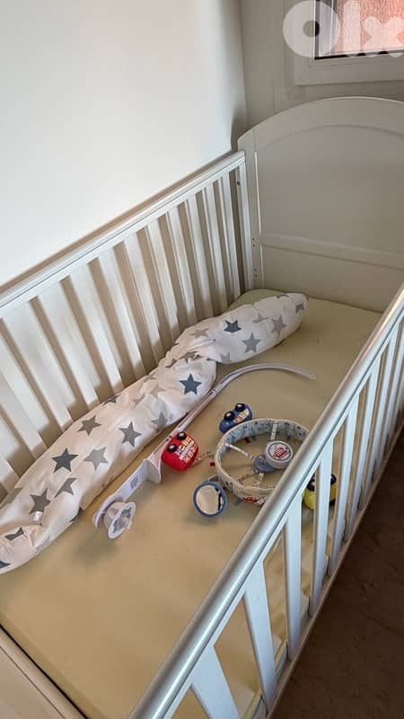 white wood bed with mattress 4