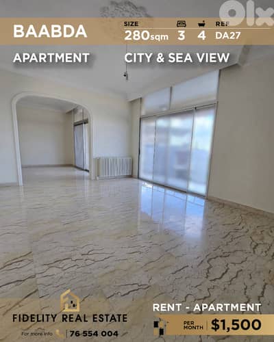 Apartment for rent in Baabda DA27 شقة للإيجار  في بعبدا