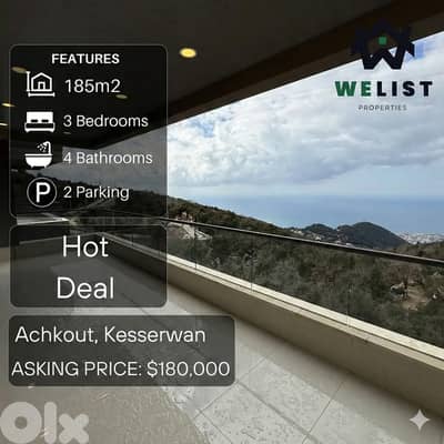 185sqm apartment for sale in Achkout  REF: NW24DSA185175