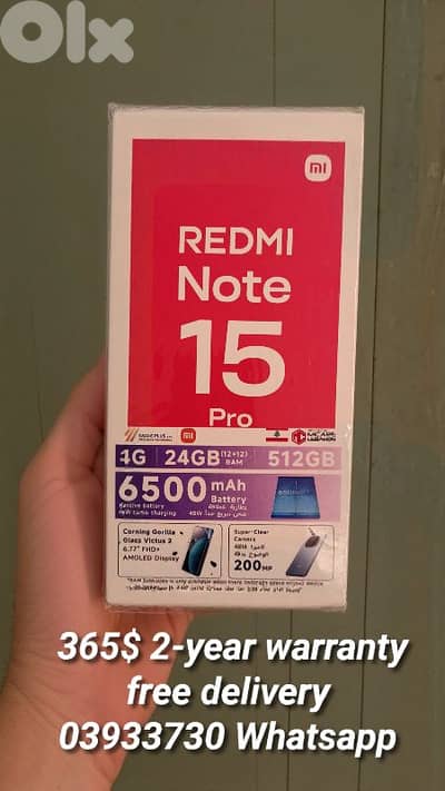 Redmi Note 15 pro 512 GB. 24 Ram  2-year warranty free delivery