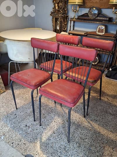 mid century vintage set of 4 iron chairs