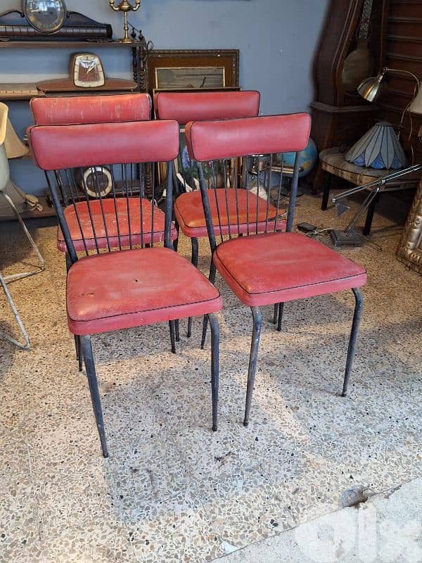 mid century vintage set of 4 iron chairs 2