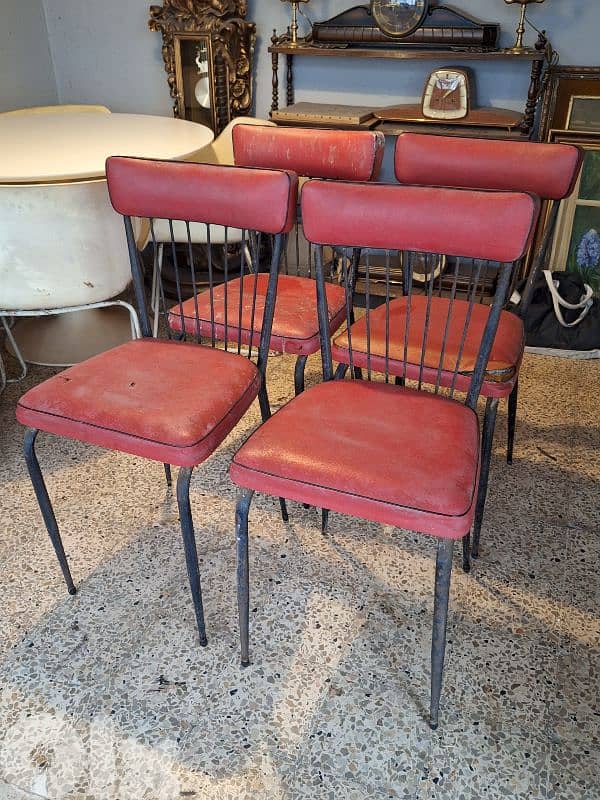mid century vintage set of 4 iron chairs 3