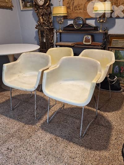 vintage 4 grosfillex made in france stamped chairs