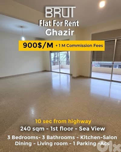 240 sqm apartment for rent in Ghazir with open sea view