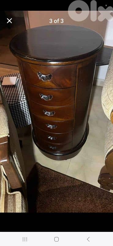 two chairs and  round drower chest 2