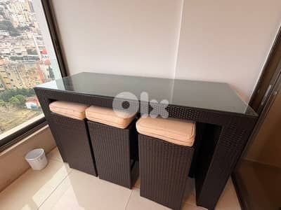 Bamboo Dining high Table with 6 high chairs