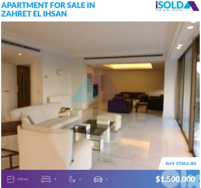 Spacious Furnished apartment 4sale in Achrafieh- Zahret El Ihsanأشرفية