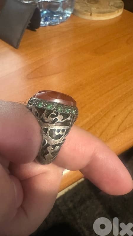 Beautiful Precious Agate and Emerald Ring 1