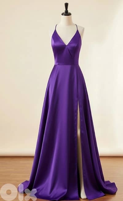 Elegant Long Purple Evening Dress – Size S/M