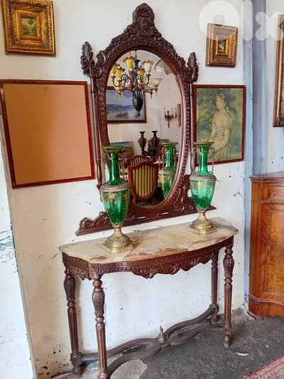 قنصول حفر خشب زان وج رخام اونيكس مع مرايا