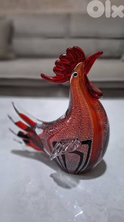 Elite Murano Masterpiece: Rare Crimson Venetian Art Glass Rooster