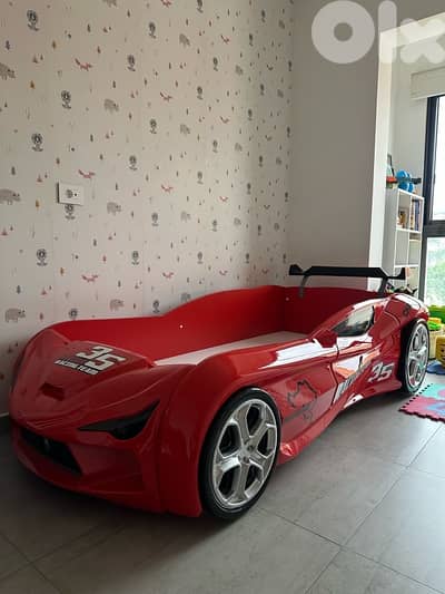 Toddler Red Racing Car Single Bed – Like New