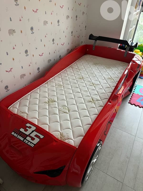 Toddler Red Racing Car Single Bed – Like New 2