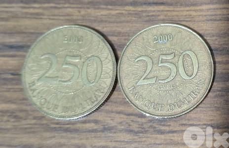 ٢٥٠ ليرة سنة 2000 و 2003