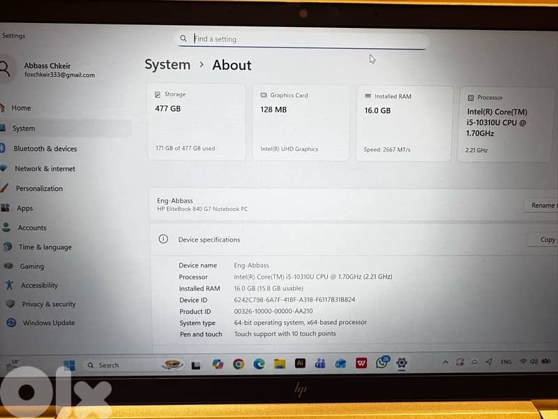 hp core i 5 860 v pro note book 5