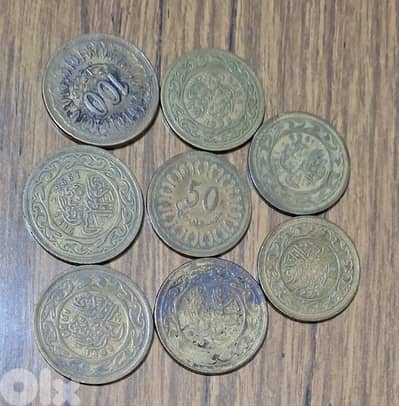 50 مليم و 100 مليم تونسي اصدار 83 و 96 نحاس