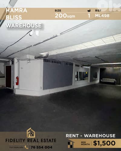 Warehouse for rent in Hamra ML498 مستودع  للإيجار في  الحمرا