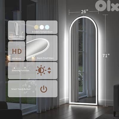 tall mirror with led light