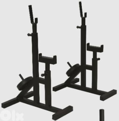 Squat and bench press rack with safety stand