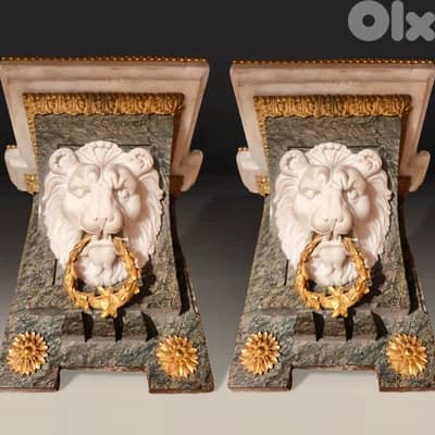 Pair marble console holders