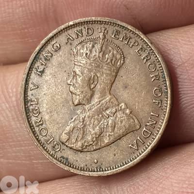 عملة قديمة واحد سنت سريلانكا سنة ١٩٢٨ الملك جورج الخامس