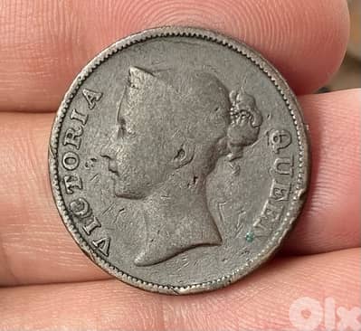 عملة قديمة واحد سنت الملكة فكتوريا سنة ١٨٤٥ يستخدم دول الاحتلال