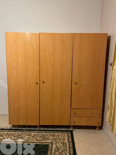 Wooden 3-Door Closet with Drawers – Very Good Condition