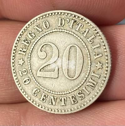 عملة عملات قديمة ٢٠ سنتيم إيطالي سنة ١٨٩٤