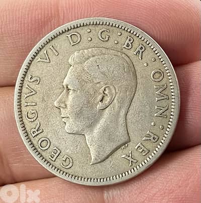 عملة عملات قديمة نصف كراون بريطاني سنة ١٩٥٠ الملك جورج الخامس