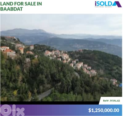 2400m2 Land+open View 4sale in Shalimar/Baabdat - أرض للبيع في بعبدات