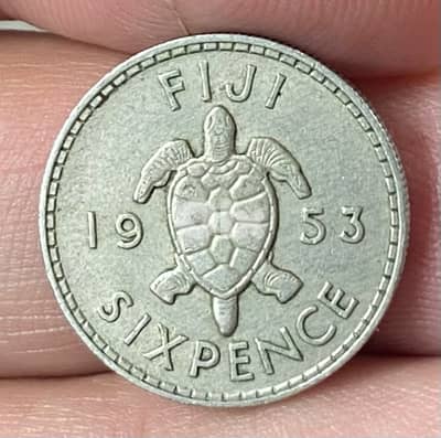 عملة قديمة ٦ بنس جزيرة فيجي الملك إليزابيت الثانية