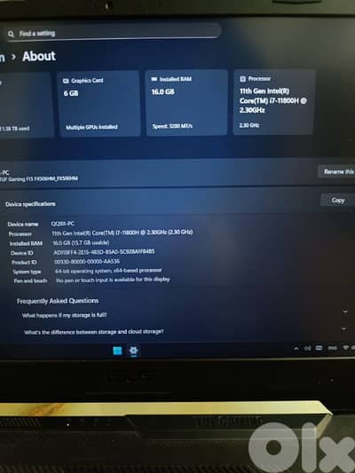 ASUS TUF GAMING F15 LAPTOP