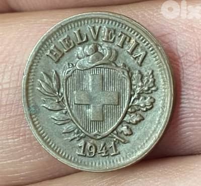 عملة قديمة ١ هلفتيكا سويسري سنة ١٩٤١