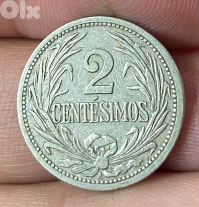 عملة قديمة ٢ سنتيموس الاورغوي سنة ١٩٠٩