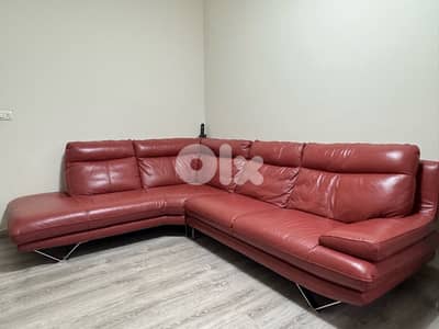 Elegant Italian Leather L-Shape Sofa - Excellent Condition