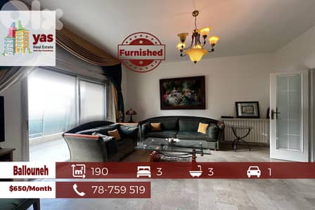 Ballouneh 190m2 | Fully Furnished | Mint Condition | Open View | Rent