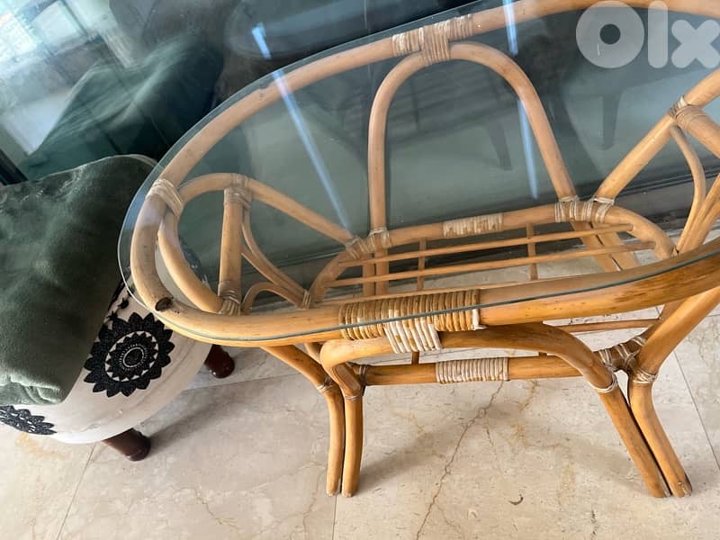 two bamboo chairs with its table 2