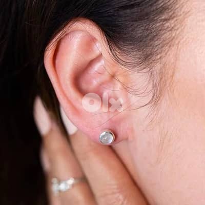 925 Sterling Silver Earings with Natural Rainbow Moonstone