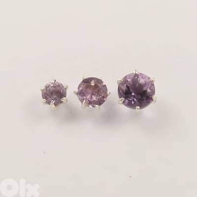 925 Sterling Silver Earings with Natural Amethyst Gemstone