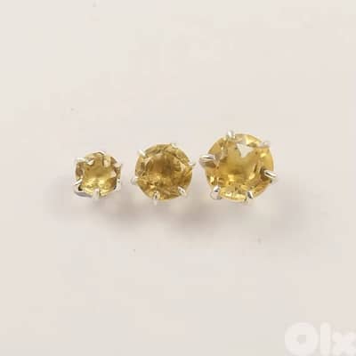 925 Sterling Silver Earing with Natural Yellow Citrine Gemstone
