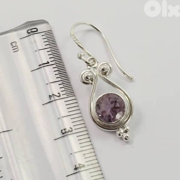 925 Sterling Silver Earings with Natural Amethyst Gemstone 2