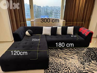 Custom-Made Luxury Black King-Size L-Shape Sofa | Like New