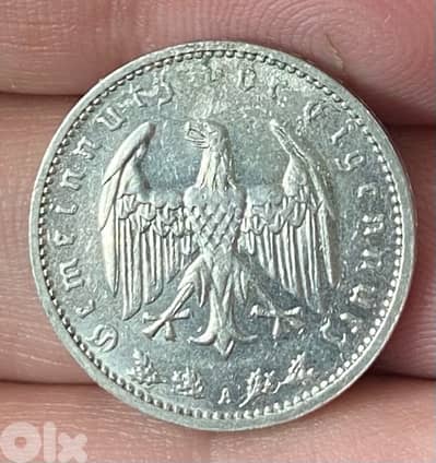 عملة قديمة ١ مارك الماني زمن النازية سنة ١٩٣٦