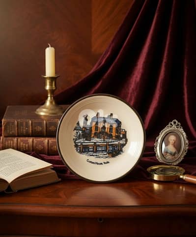 تحفة أنتيك إنجليزية: صحن سيراميك Custom House Poole لهواة التميز.