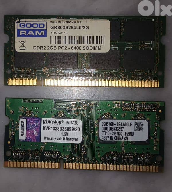Laptop rams 2gb ddr2 ddr3 1