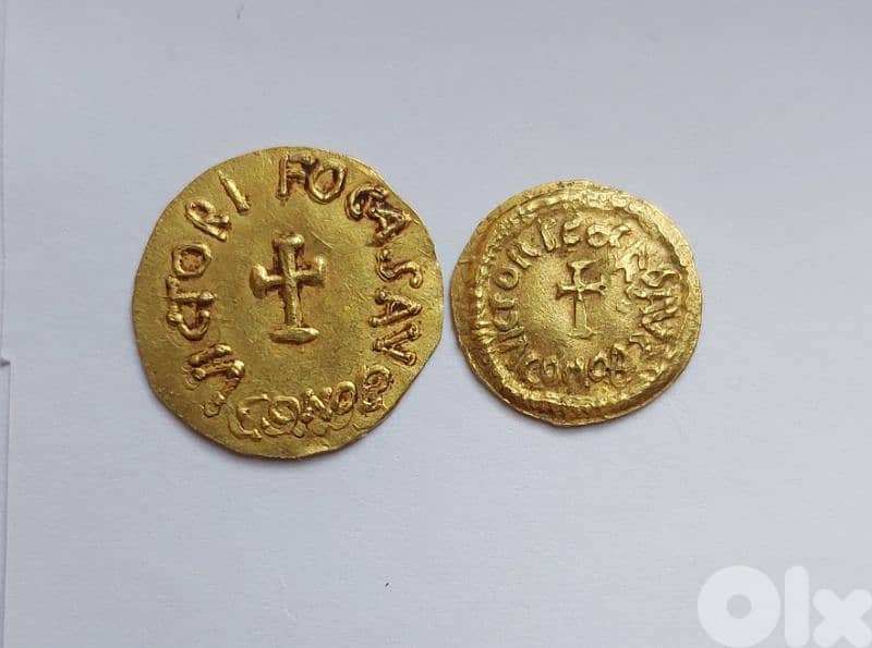 Set of Two Eastern Roman Gold Tremissis Emperor Focus 601 AD 1